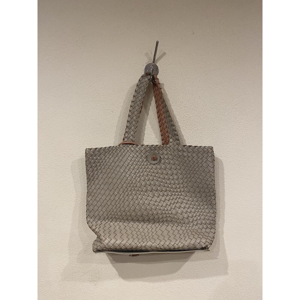 Ilse Jacobsen Hornbaek Reversible Woven Leather Tote Bag Gray Shoulder Purse - Picture 4 of 5